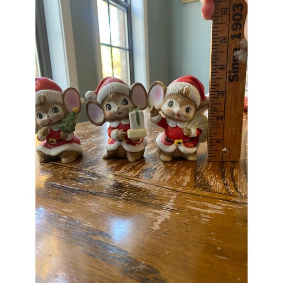 Vintage Homco Christmas Mice Santa Figurines Set Of 3 Holiday Collectibles - Picture 2 of 6